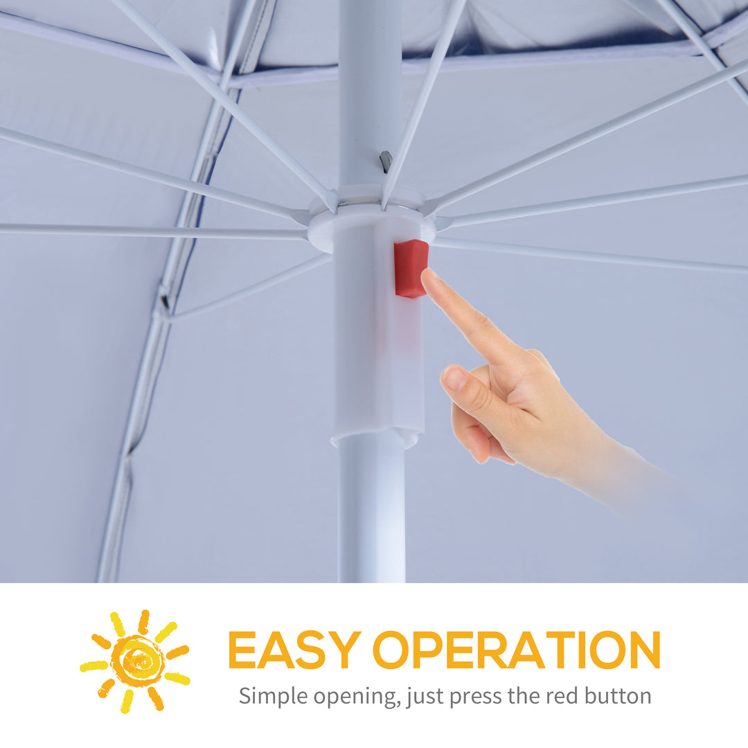 2m UV Protection Fishing Beach Umbrella Brolly Shelter w/ Side Panel Tent Blue
