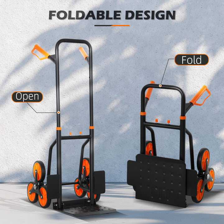 Six-Wheel Folding Sack Barrow Trolley - Black/Orange