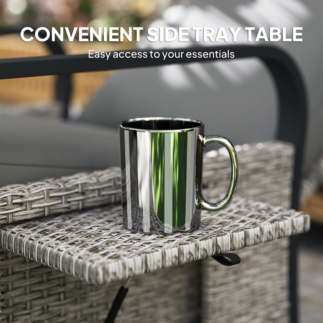 140° Reclining Rattan Armchair - Mixed Grey