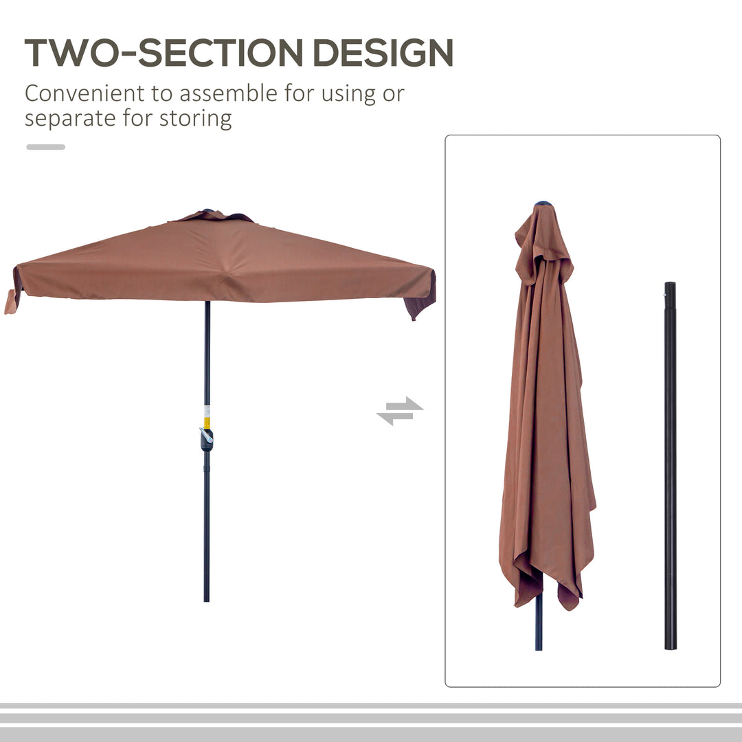 2.3m Half-Square Parasol, for Balconies and Walls - Brown
