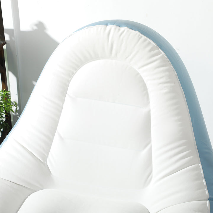 Inflatable Tub Chair and Footstool - Blue/White