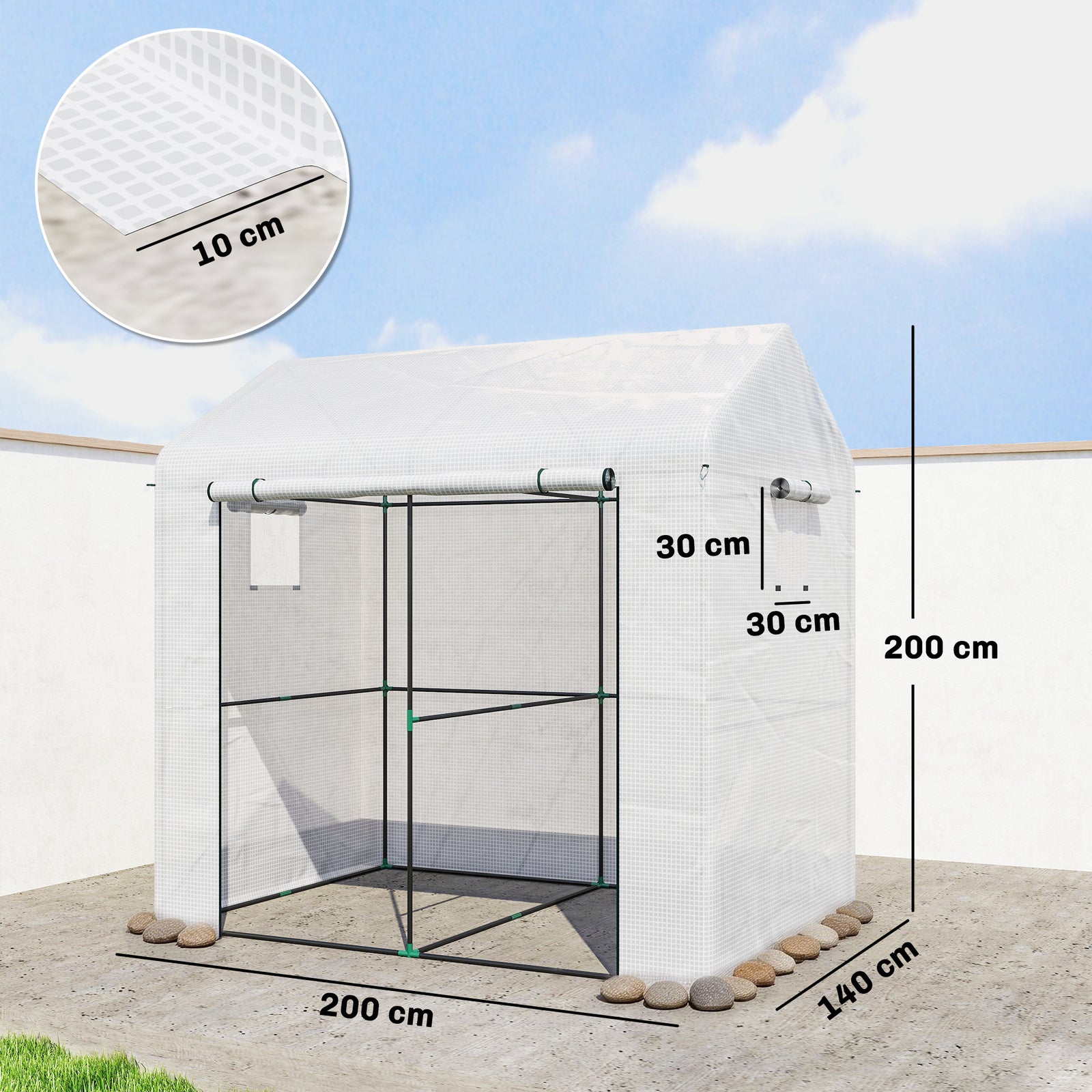 Walk-in Greenhouse, Outdoor Tomato Greenhouse with Roll-up Door and Me