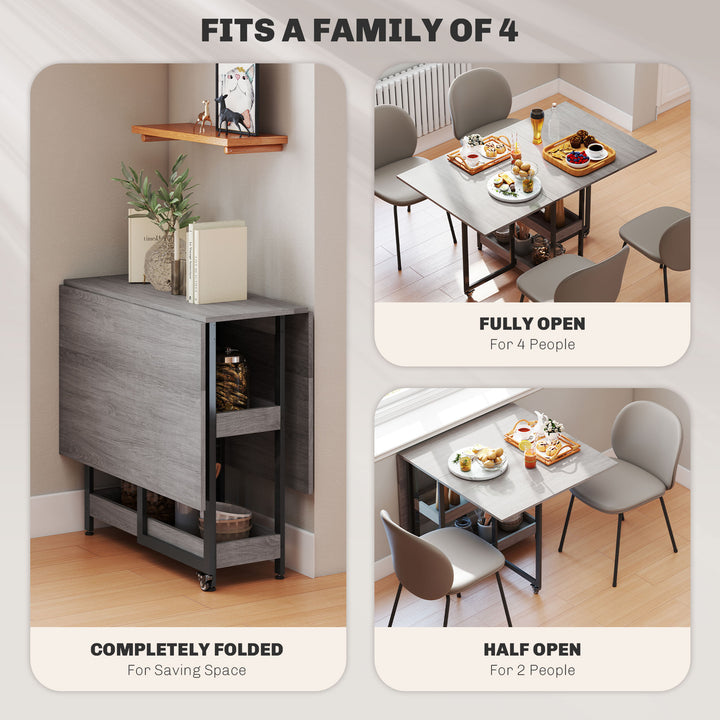 Four-Person Drop Leaf Table - Grey Wood-Effect