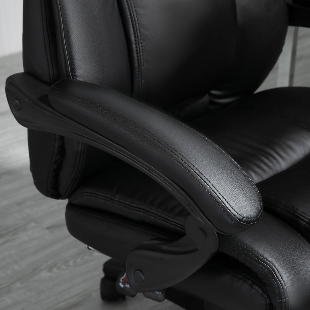 Executive Office Chair for Home, PU Leather Computer Chair, Swivel Desk Chair with Footrest, Wheels, Adjustable Height, Black