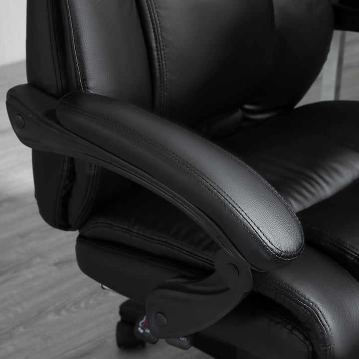 Executive Office Chair for Home, PU Leather Computer Chair, Swivel Desk Chair with Footrest, Wheels, Adjustable Height, Black