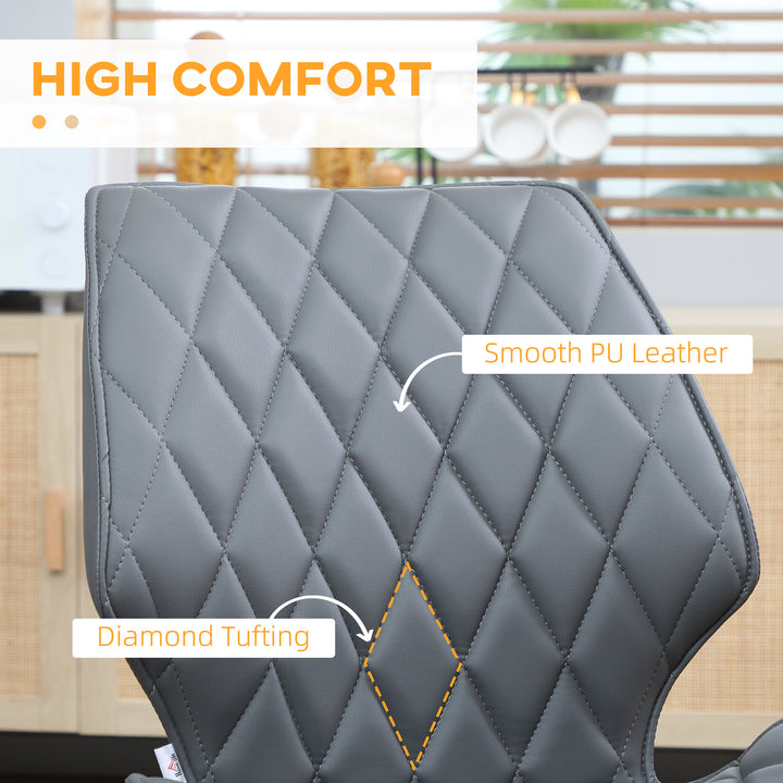 Set of 4 Dining Chairs, Kitchen Chairs with Metal Legs, PU Leather Seat and Backrests, Grey