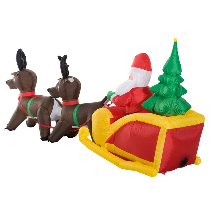 Large Self-inflating Inflatable Xmas Santa Claus Sledge Sleigh w/Reindeer LED Outdoor Blow Up Christmas Decoration