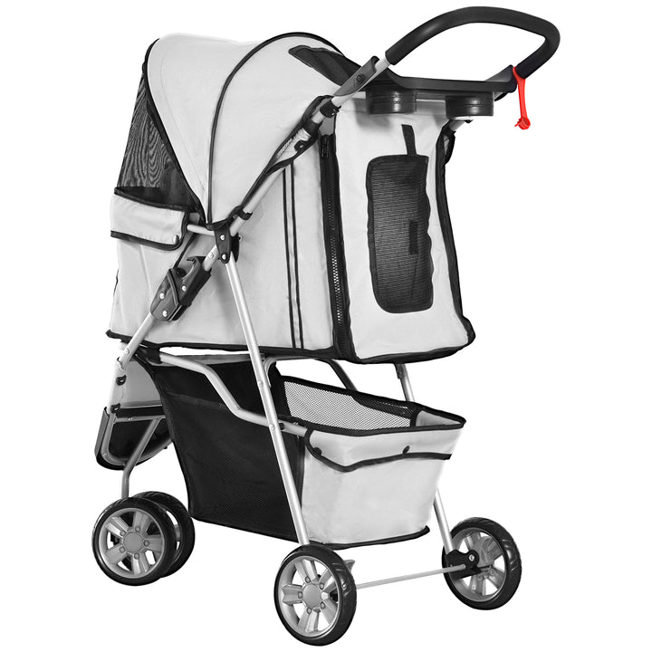 MCL 3 Wheel Pet Stroller for Small and Miniature Dogs, Grey