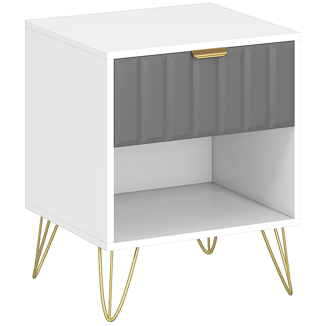 Bedside Table Modern Bedside Cabinet with Drawer and Open Compartment, 45 x 40 x 55