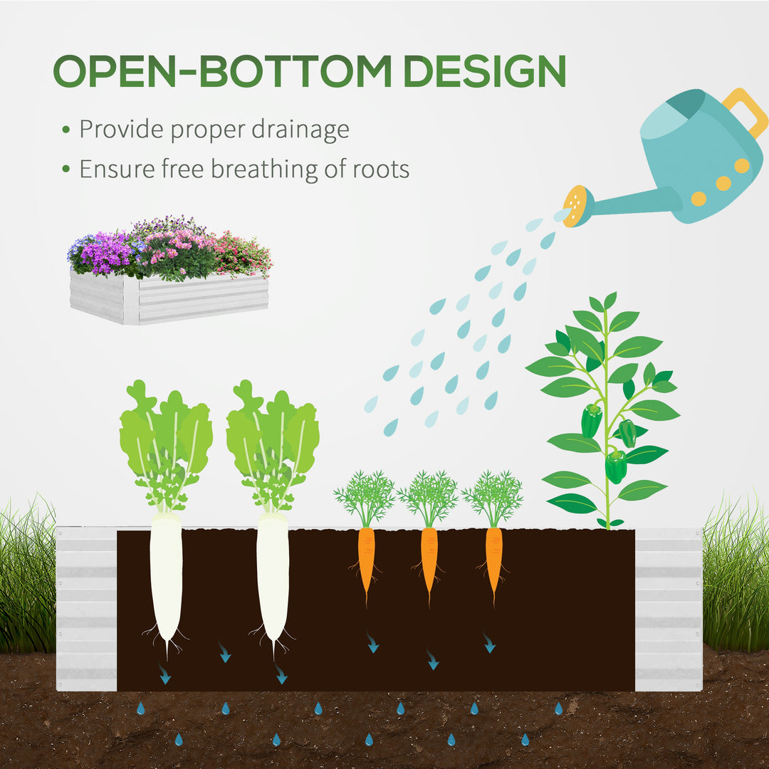 Raised Garden Bed with Greenhouse, Steel Planter Box with Plastic Cover, Roll Up Window, Dual Use for Flowers, Vegetables, Fruits and Herbs, 127L x 95W x 92H cm, Clear