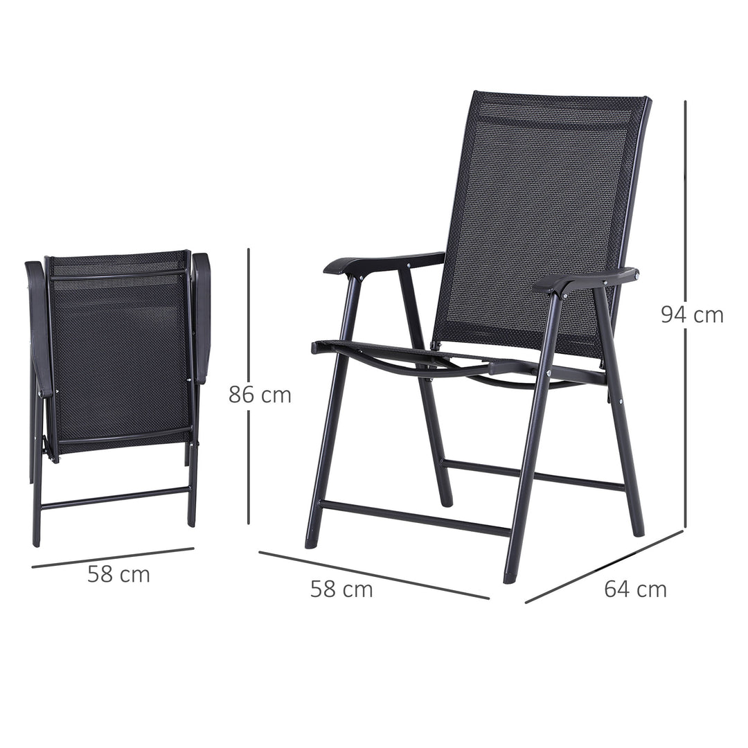 Steel Frame Set of 2 Foldable Outdoor Garden Chairs Black