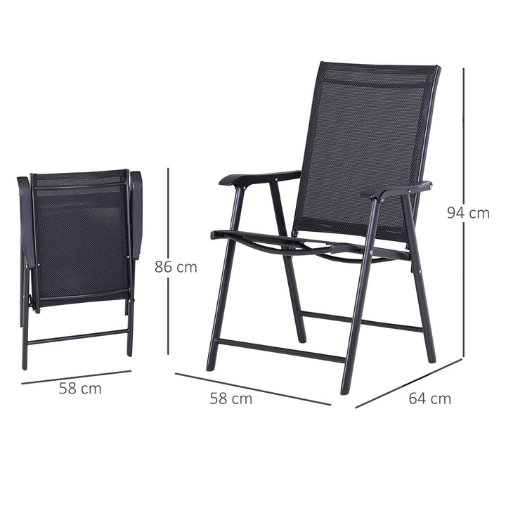 Steel Frame Set of 2 Foldable Outdoor Garden Chairs Black
