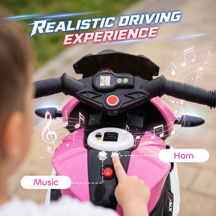 Kids Electric Motorcycle, 6V Ride on Motorcycle with 3 Wheels, LED Hea