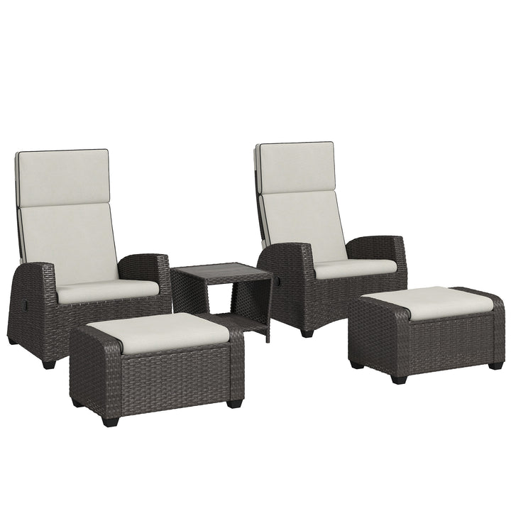 5-Piece Rattan Garden Furniture Set with Cushions - Brown