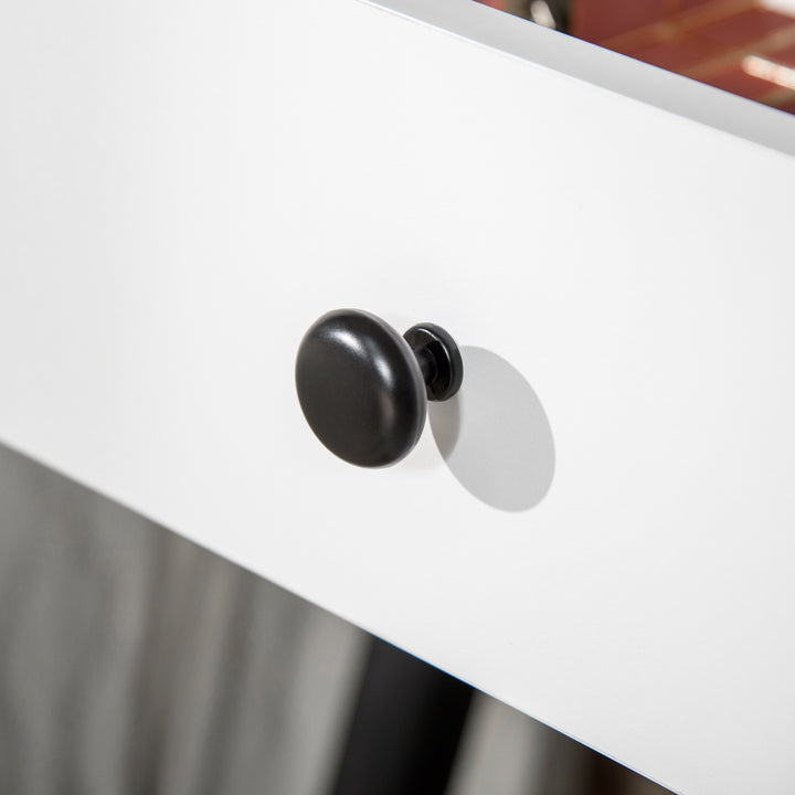 MCL Dressing Table Set with Mirror and Stool, Vanity Makeup Table with 3 Drawers and Open Shelves for Bedroom, Living Room, White