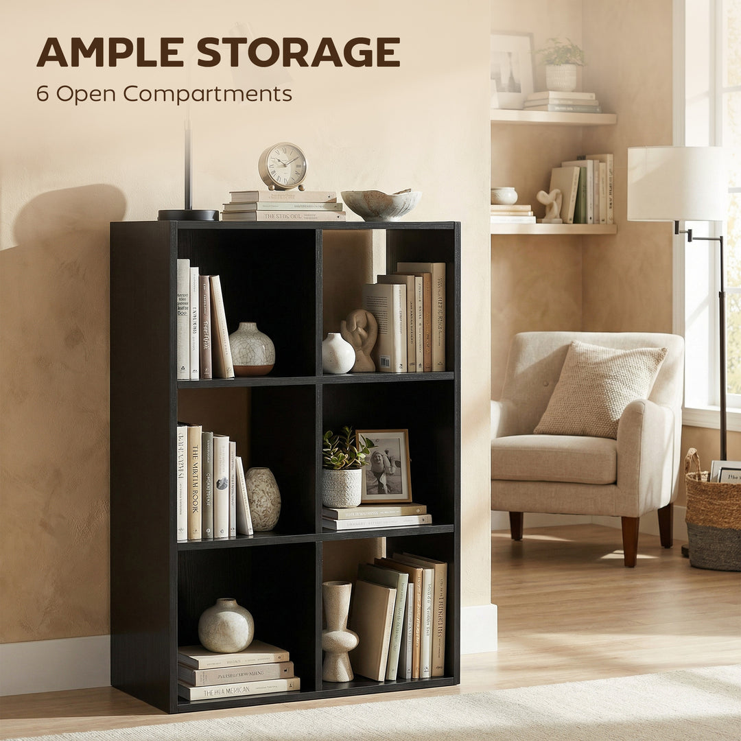 Industrial Style Storage Shelf, Bookcase, Bookshelf with 6 Compartment
