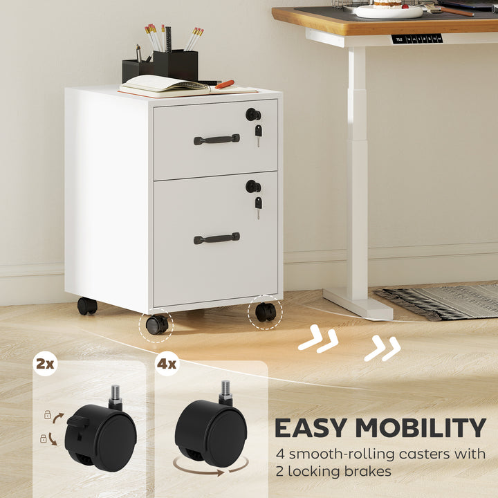 Rolling File Cabinet with 2 Drawers, Mobile Filing Cabinet with Hanging File Folder for Letter Sized Documents
