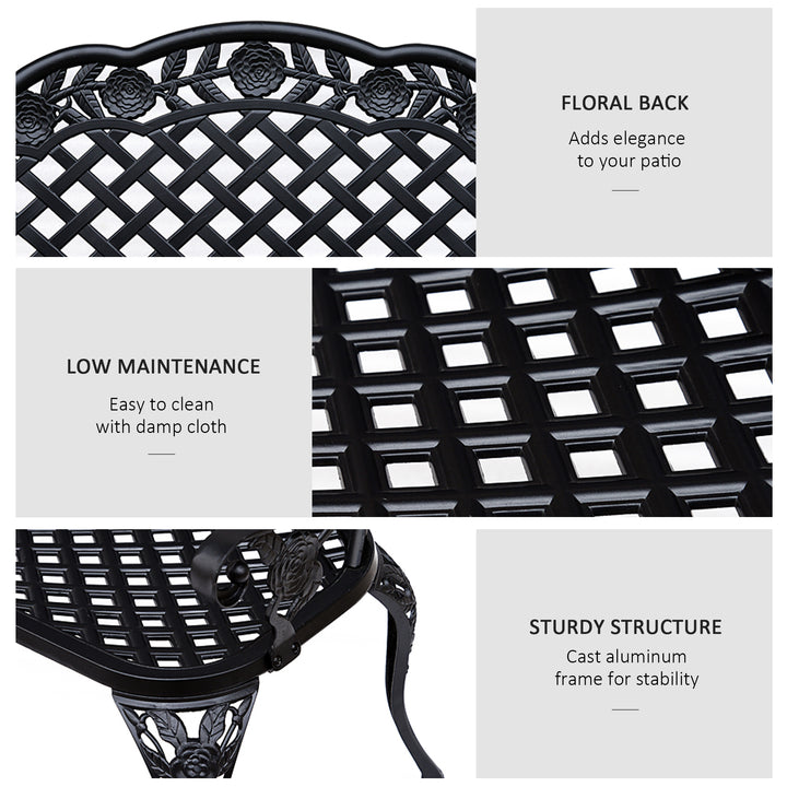 Garden Bench, Cast Aluminium, 107Lx58Wx85H cm-Black