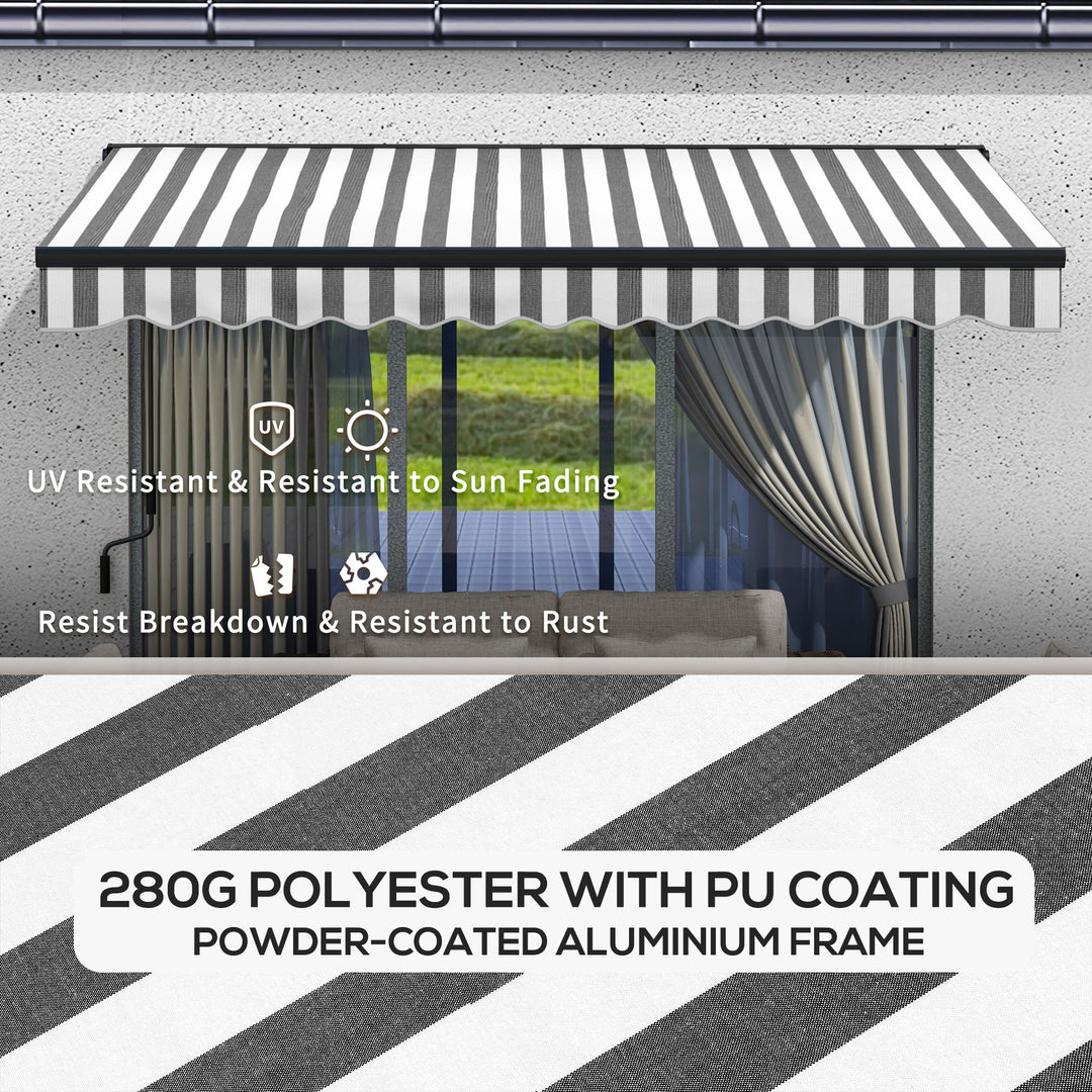 2.5 x 3.5m Aluminium Frame Electric Awning, with Remote - Grey/White