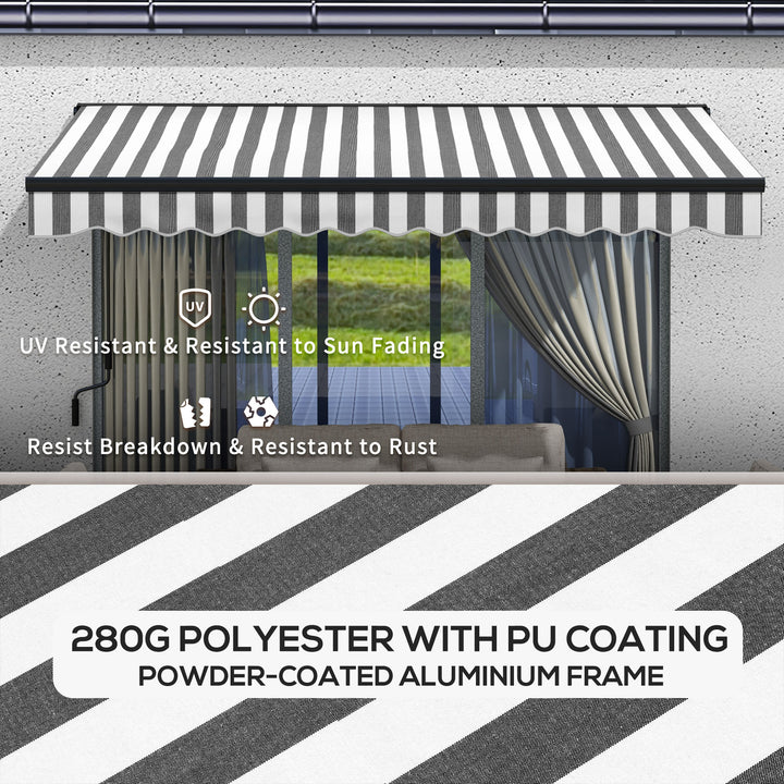 2.5 x 3.5m Aluminium Frame Electric Awning, with Remote - Grey/White