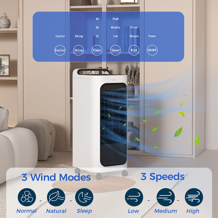 Three-Cool Air Conditioner, with Ice Pack and Remote - White
