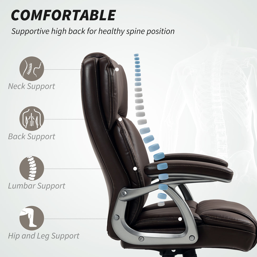 49.5-59cm Faux Leather Office Chair - Brown