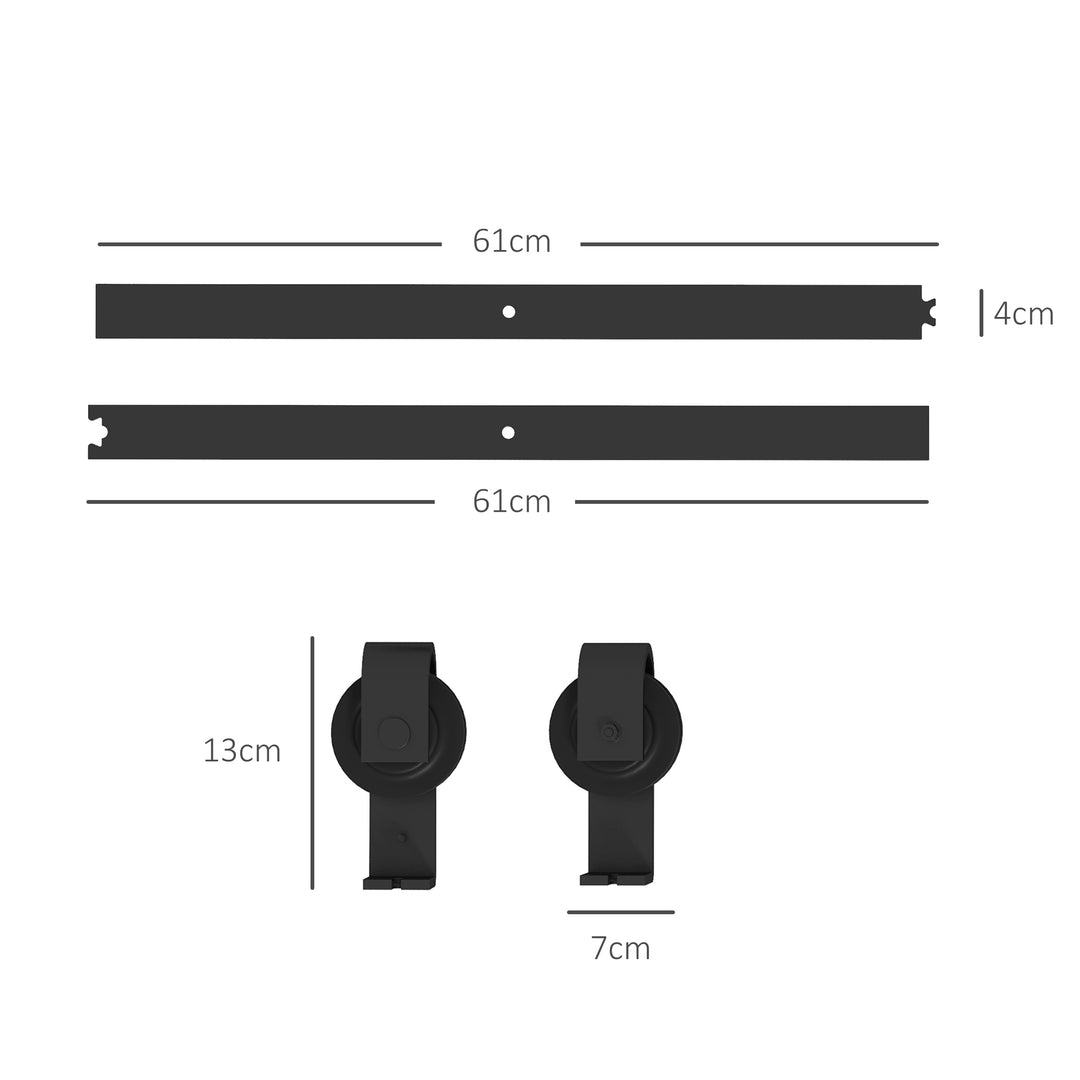 HOMCOM 4FT/122CM Bi-Folding Sliding Barn Door Hardware Track Kit, Heavy Duty Sliding Door Kit for 2 Doors with J Shape Hanger | Aosom UK