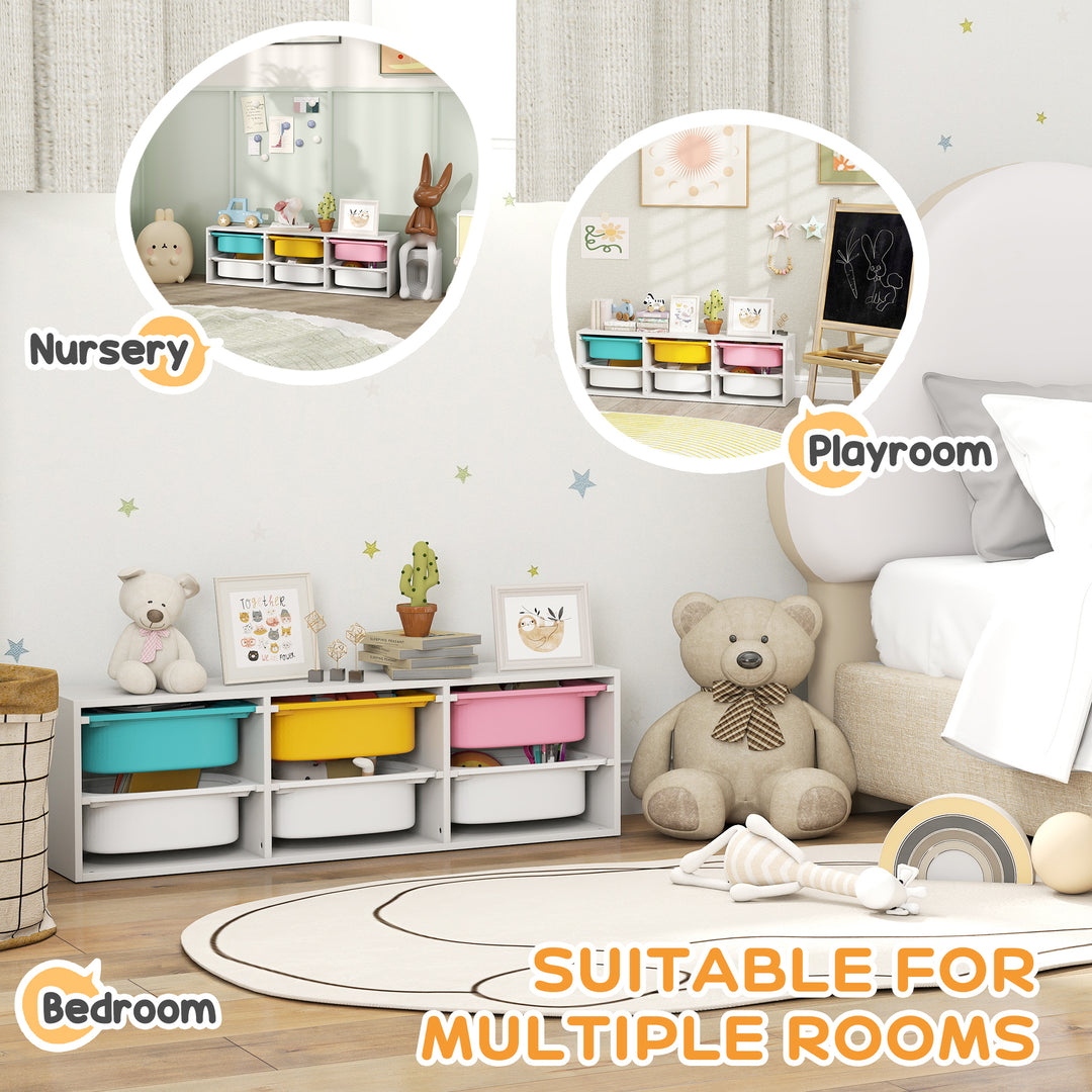 MCL Low Height 2 Tiers Storage Organiser, Kids Toy Storage Unit with 6 Removable Bins for Bedroom, Nursery, Playroom
