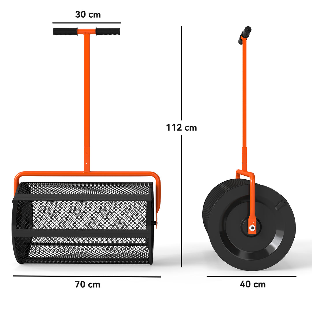 Compost Spreader, 24" Peat Moss Spreader with Height Adjustable T Shap