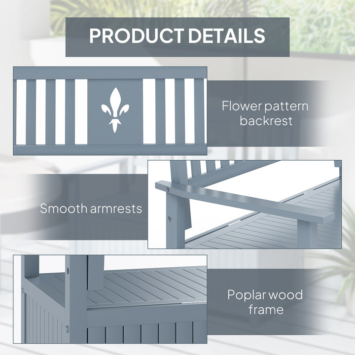 Two-Seater Wooden Storage Bench - Grey