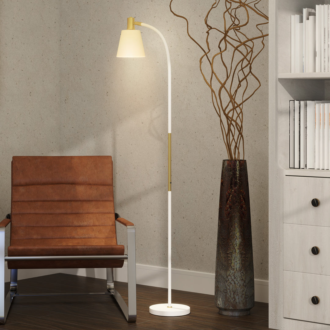 Floor Lamp for Living Room, Spotlight Reading Standing Lamp with Adjustable Height, Rocker on/off Switch, Indoor Task Lighting for Bedroom, Office, White (Bulb not Included)