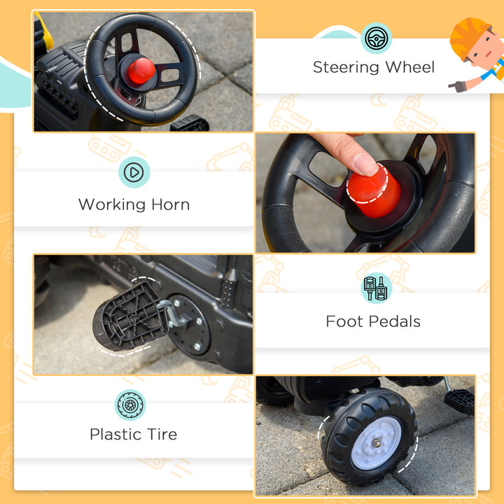 MCL Kids Ride-On Construction Car, with Horn and Detachable Trailer - Yellow