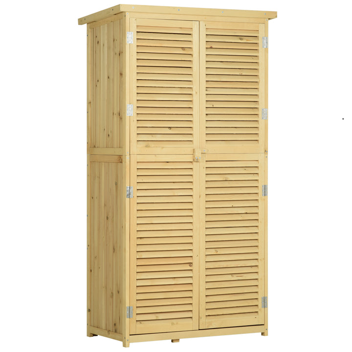 MCL 87 x 47 x 160cm Wooden Garden Shed, Sheds & Outdoor Storage with Asphalt Roof and 2 Lockable Doors, Natural