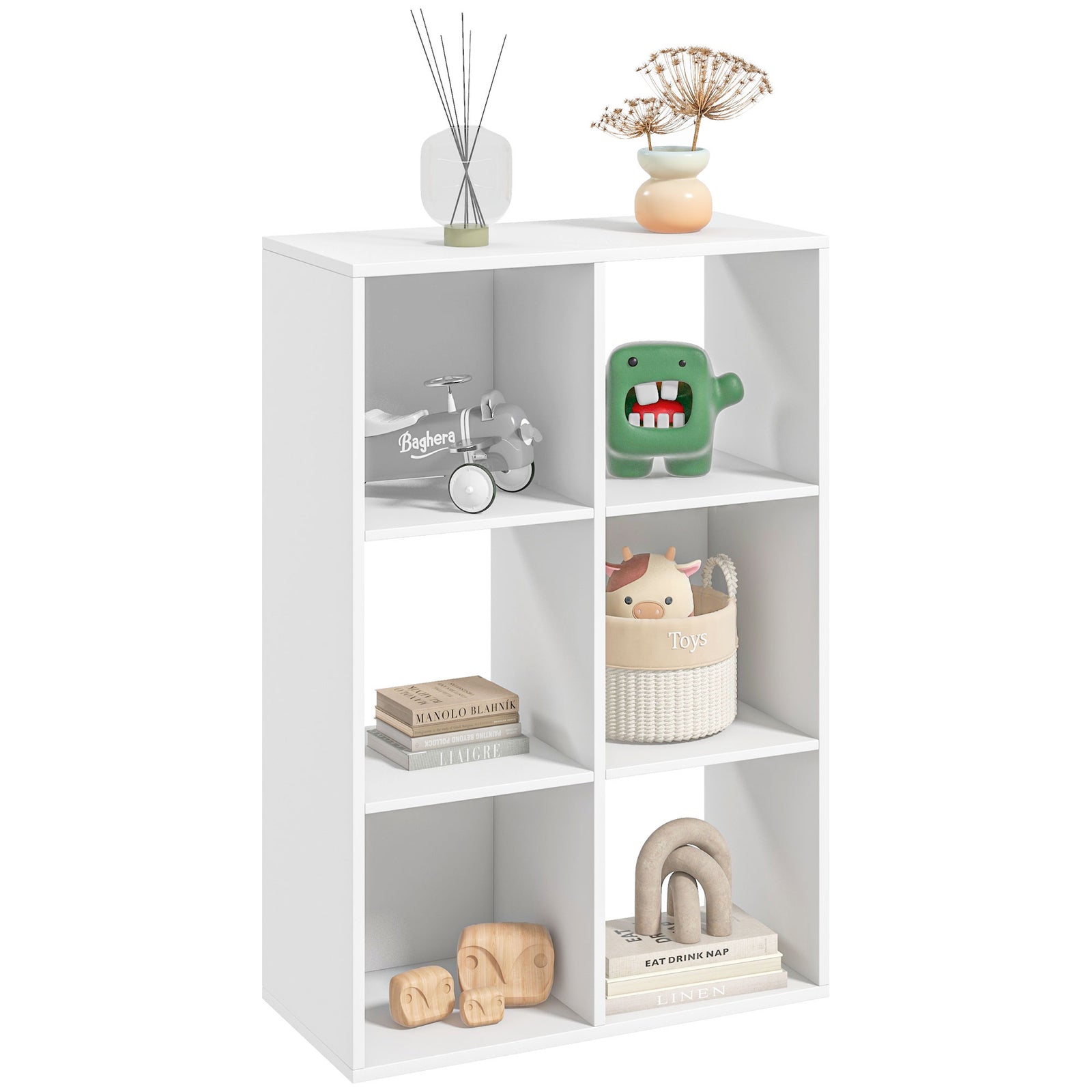 6-Cube Bookshelf - White