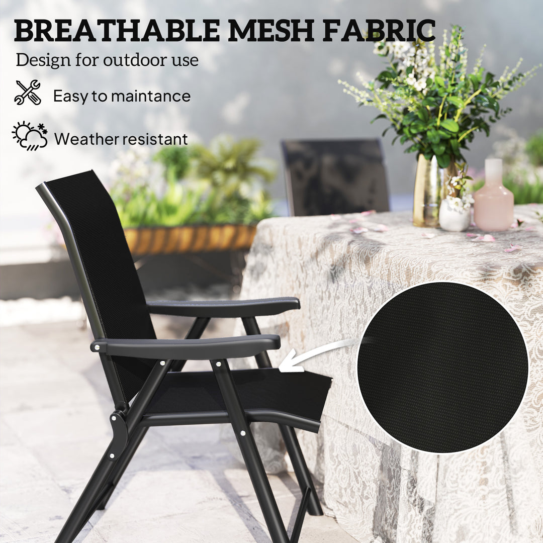 Set of Four Folding Outdoor Chairs - Black