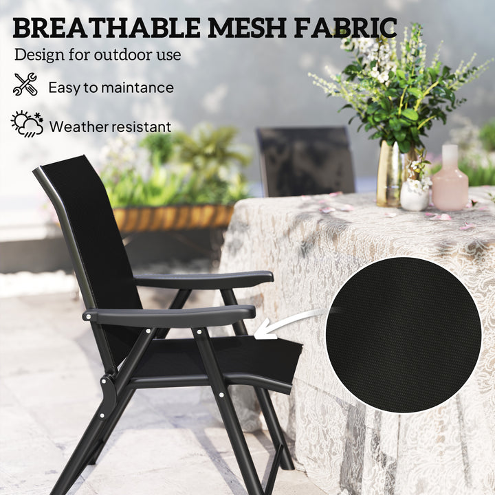 Set of Four Folding Outdoor Chairs - Black