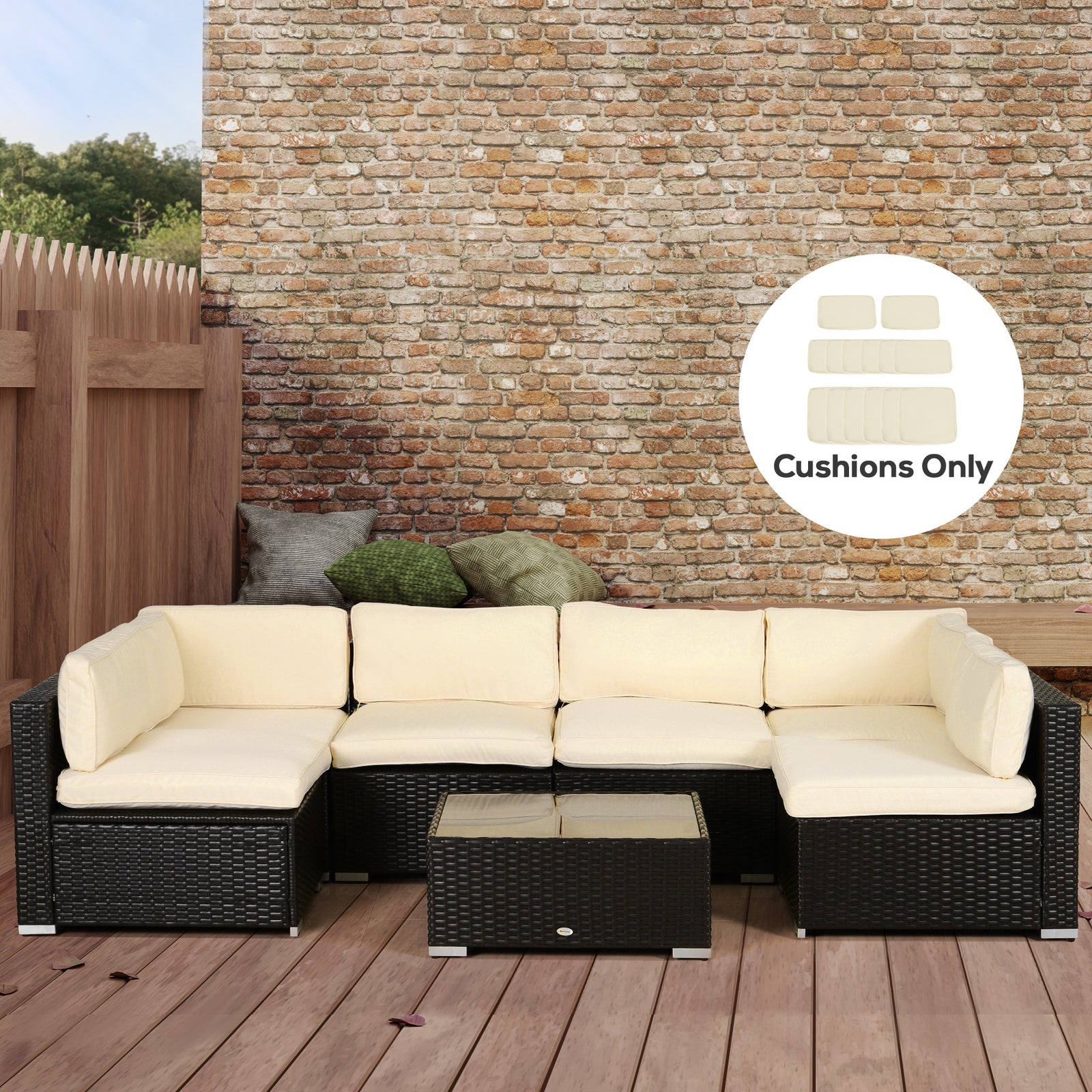Replacement Cushion Covers for Garden Sofa Set, Garden Rattan Sofa Cushion Polyester Cover Replacement Outdoor - No Cushion Included, Cream