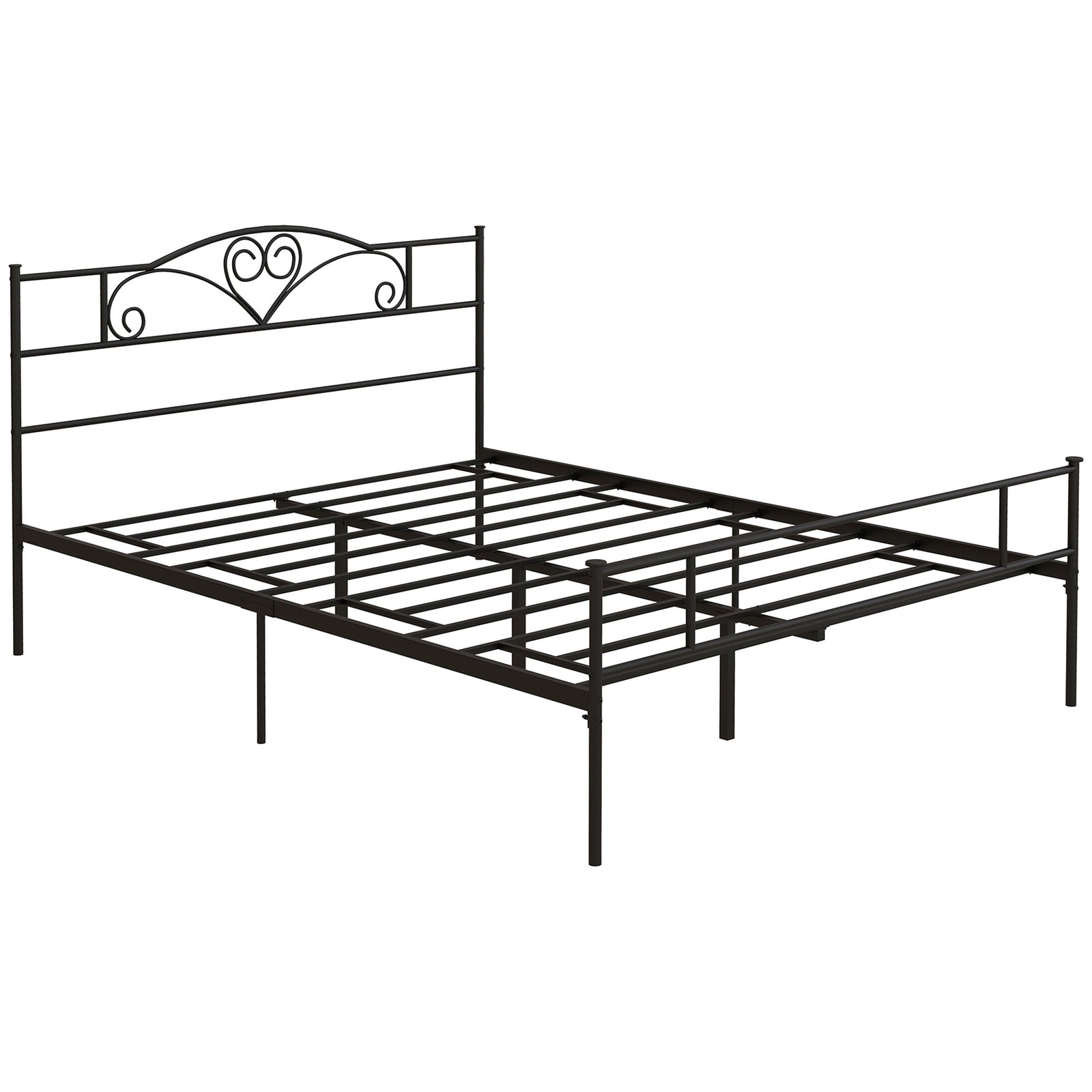 King Size Bed Frame, 5ft4 Metal Bed Base with Headboard and Footboard, 31cm Underneath Storage Space for Bedroom