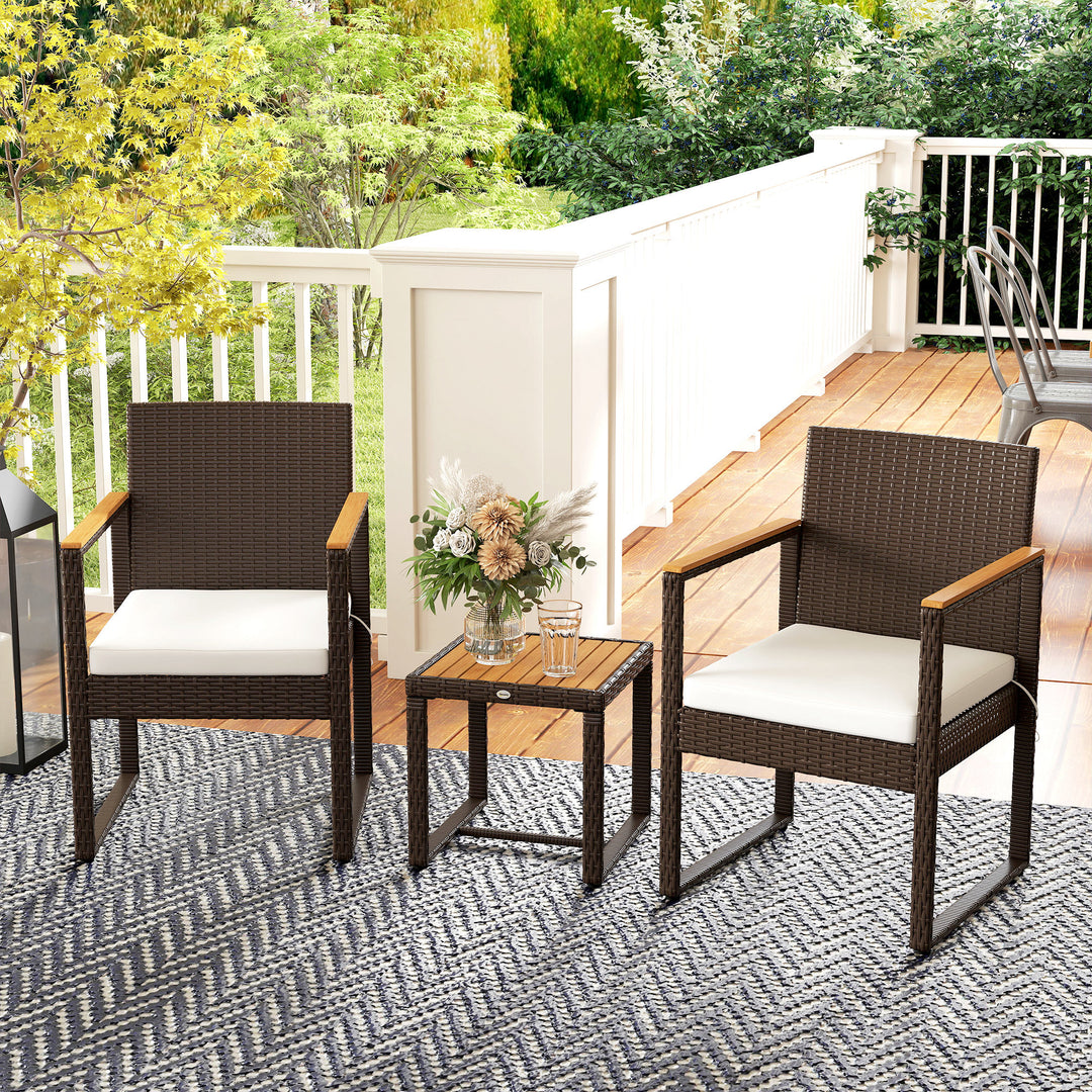 Three-Piece Rattan Chair Set - White