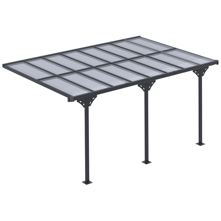 4.35 x 3m Outdoor Patio Gazebo Pergola, Retractable Pergola Canopy Aluminum Post & PC Roof, Grey