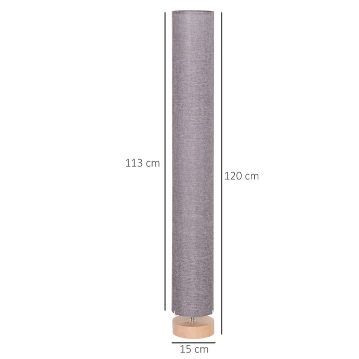 Floor Lamp for Living Room, 47" Modern Standing Lamp with Linen Shade, Wooden Base, Grey