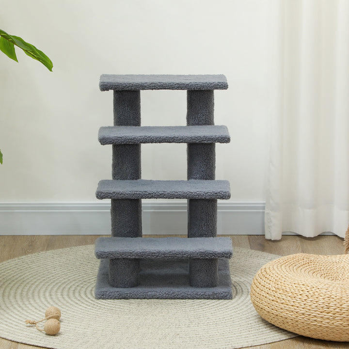 Dog Steps for Bed 4 Step Pet Stairs for Sofa Dog Cat Climb Ladder 63x43x60 cm Grey