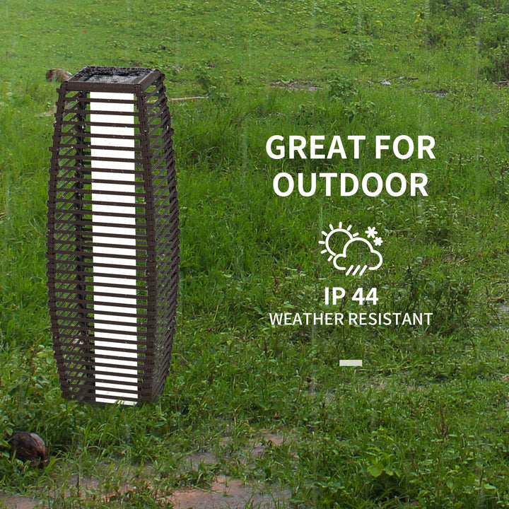 Rattan Solar Floor Lamp, 68cm Tall Outdoor Garden Lantern Pathway Light &amp; Decorative Lighting with Auto On/Off LED Lights, IP44, for Porch, Yard, Courtyard, Deck, Brown