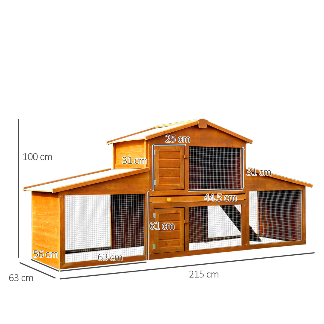 Small Animal Deluxe XXL Fir Wood 2-Tier Guinea Pigs Hutches Natural Wood Tone
