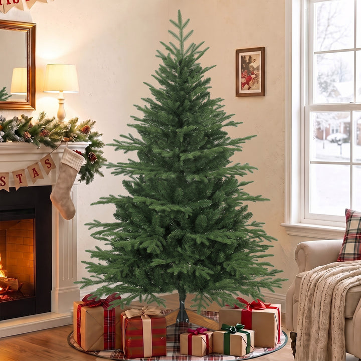 150cm Artificial Christmas Tree Full Hinged Xmas Tree Solid Pine Wood - view 2