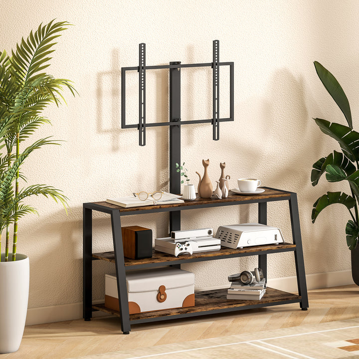 Industrial-Style TV Stand, with 35° Swivel Bracket - Dark Brown