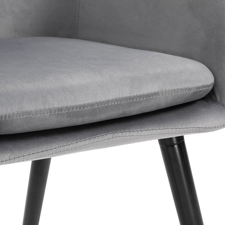 Dining Chairs Set of 2 Modern Upholstered Fabric Velvet-Touch Leisure Chairs with Backrest and Armrests, Lounge Reception Chairs for Home Office Kitchen Counter, Grey