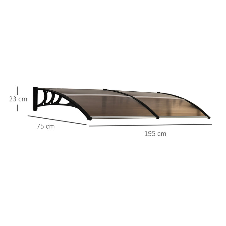 Front Door Canopy, Waterproof Outdoor Awning, 75 x 195 cm Rain Shelter for Window, Porch and Front/Back Door, Brown