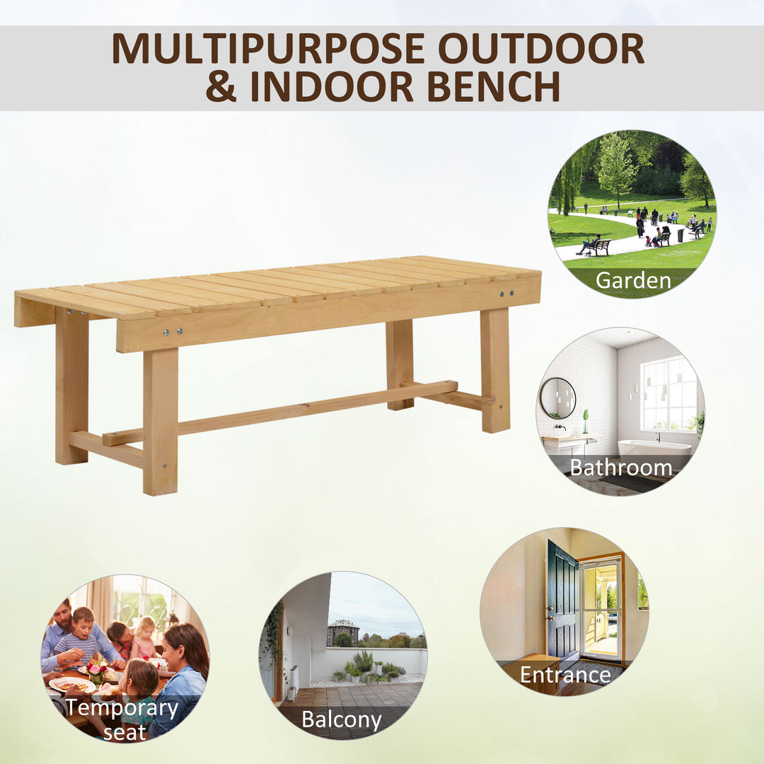 5 Pieces 2-seater Outdoor Indoor Wooden Garden Bench Fir Patio Loveseat, 110L x 38W x 35Hcm, Natural