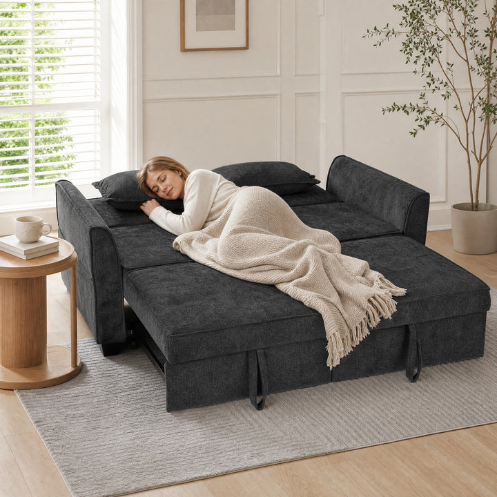 2 Seater Sofa Bed, 4-in-1 L-Shaped Convertible Pull-Out Sleeper Sofa w